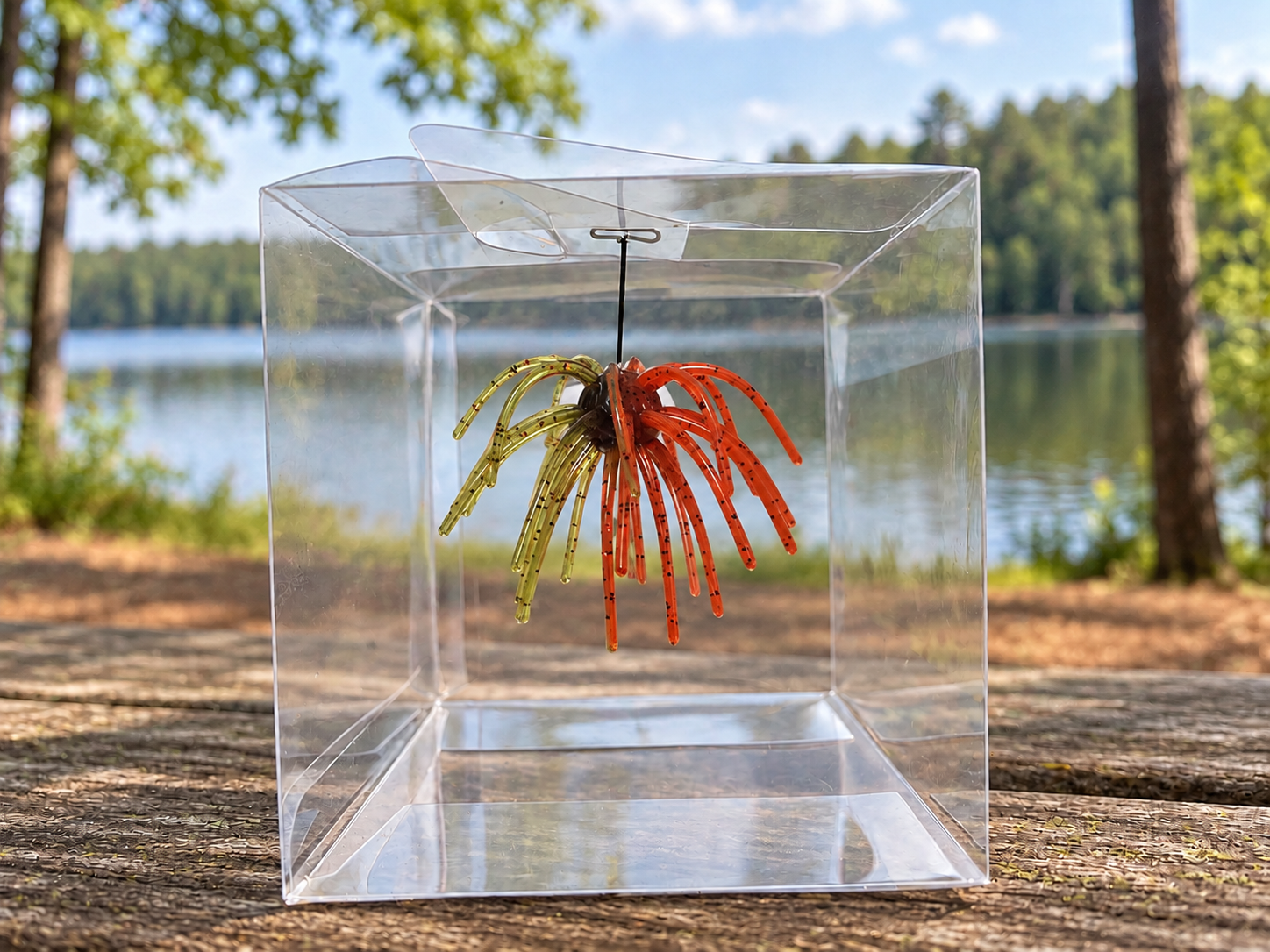 Perch soft plastic urchin bait in its clear display box